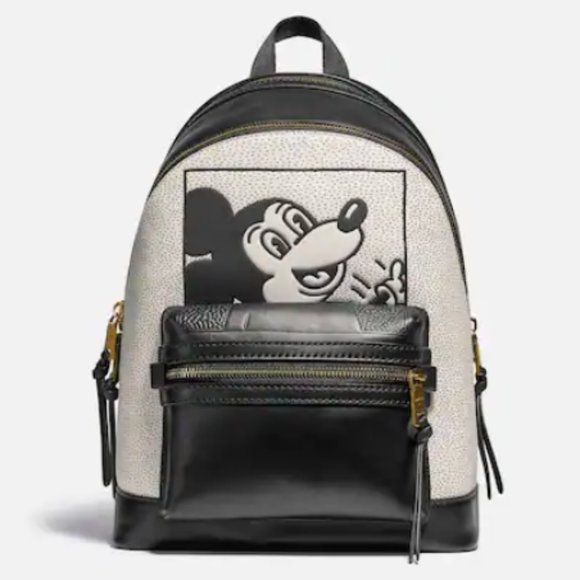 Coach Keith X Haring Disney Mickey Mouse Black ACVADEMY BACKPACK Leather Bag NEW main image 5